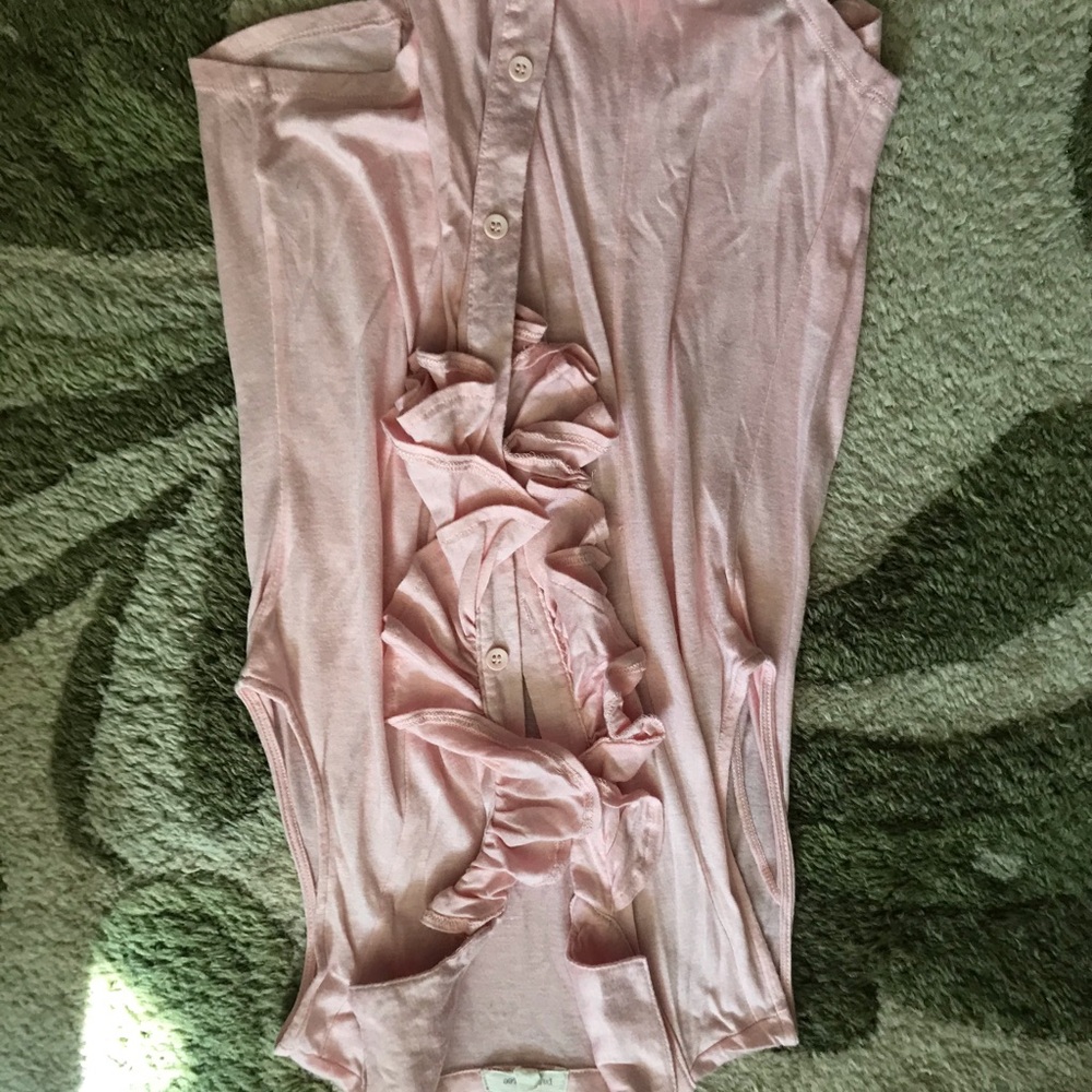 Sleeveless Light Pink Ruffle Button-Front Top